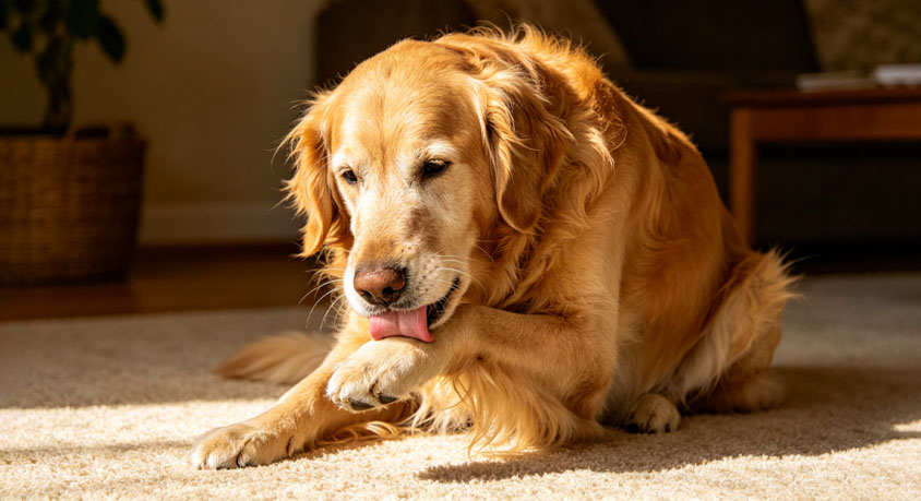 Why your senior dog licks paws nonstop