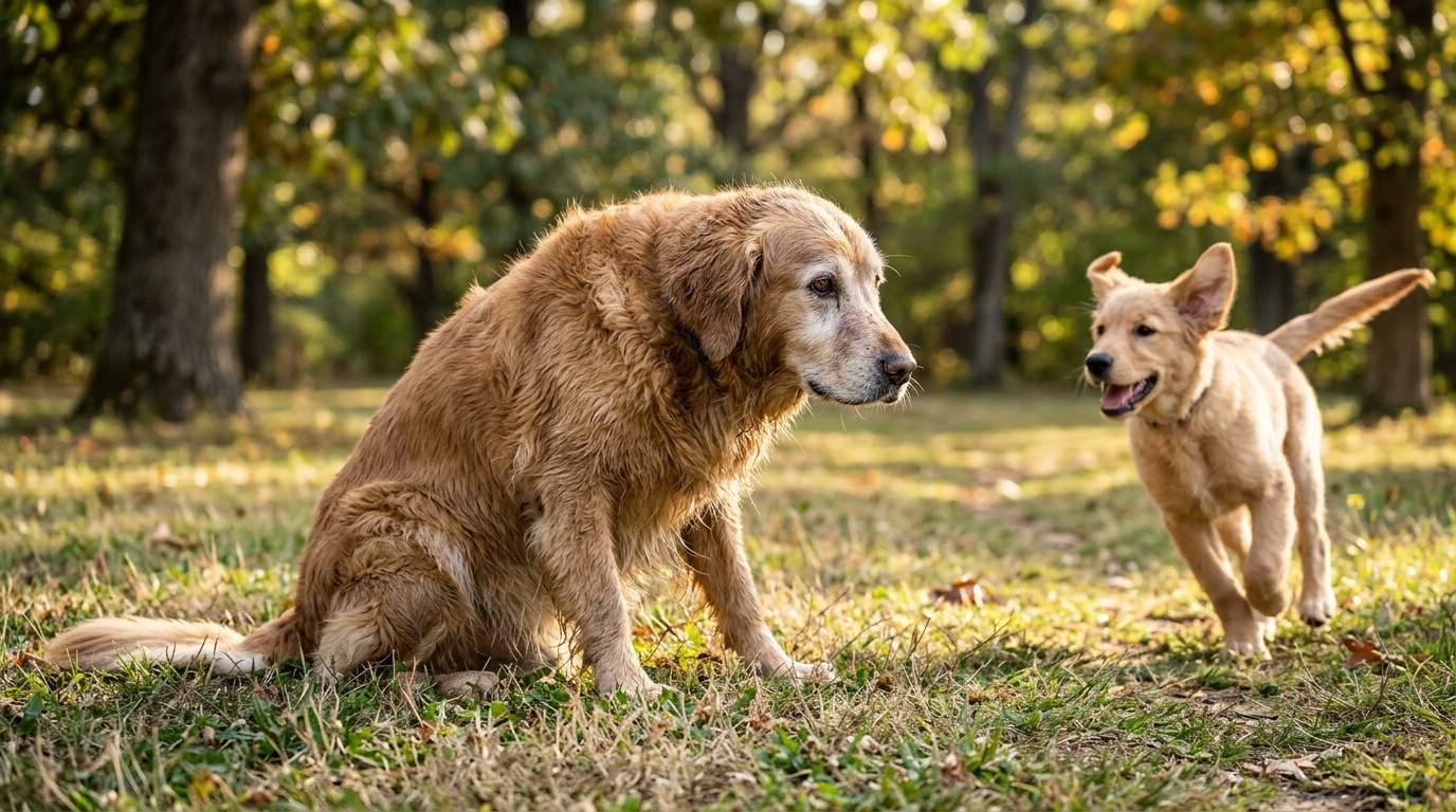 Senior Dog's Tail Hangs Limp at Pack Approach&mdash;Pain or Preference?