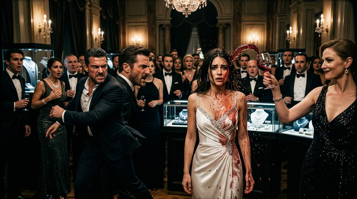 Luxury Jewelry Gala Descends into Chaos: Heiress's Red Wine Attack Exposes High Society Family Secret and Billion-Dollar Corporate Scandal