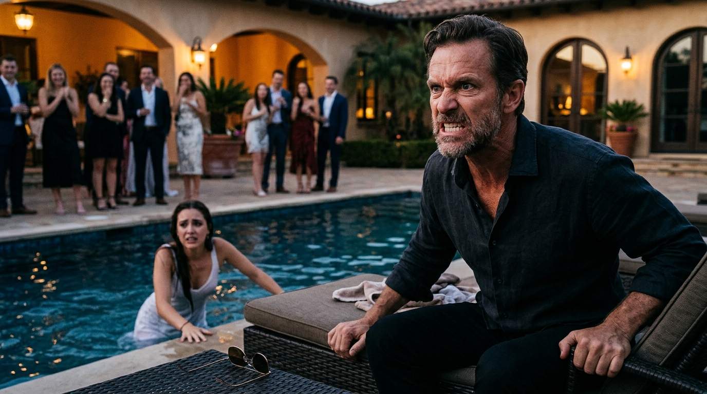 Heiress's Cruel Pool Push: Billionaire Dad's Rage Explodes Over Secret Daughter's Humiliation at Luxury Villa Party