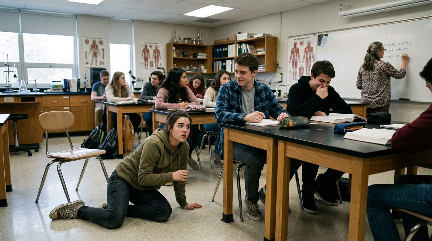 The day my chair disappeared under me in science class.