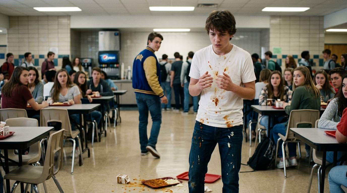 I still replay the moment my lunch tray hit the cafeteria floor.