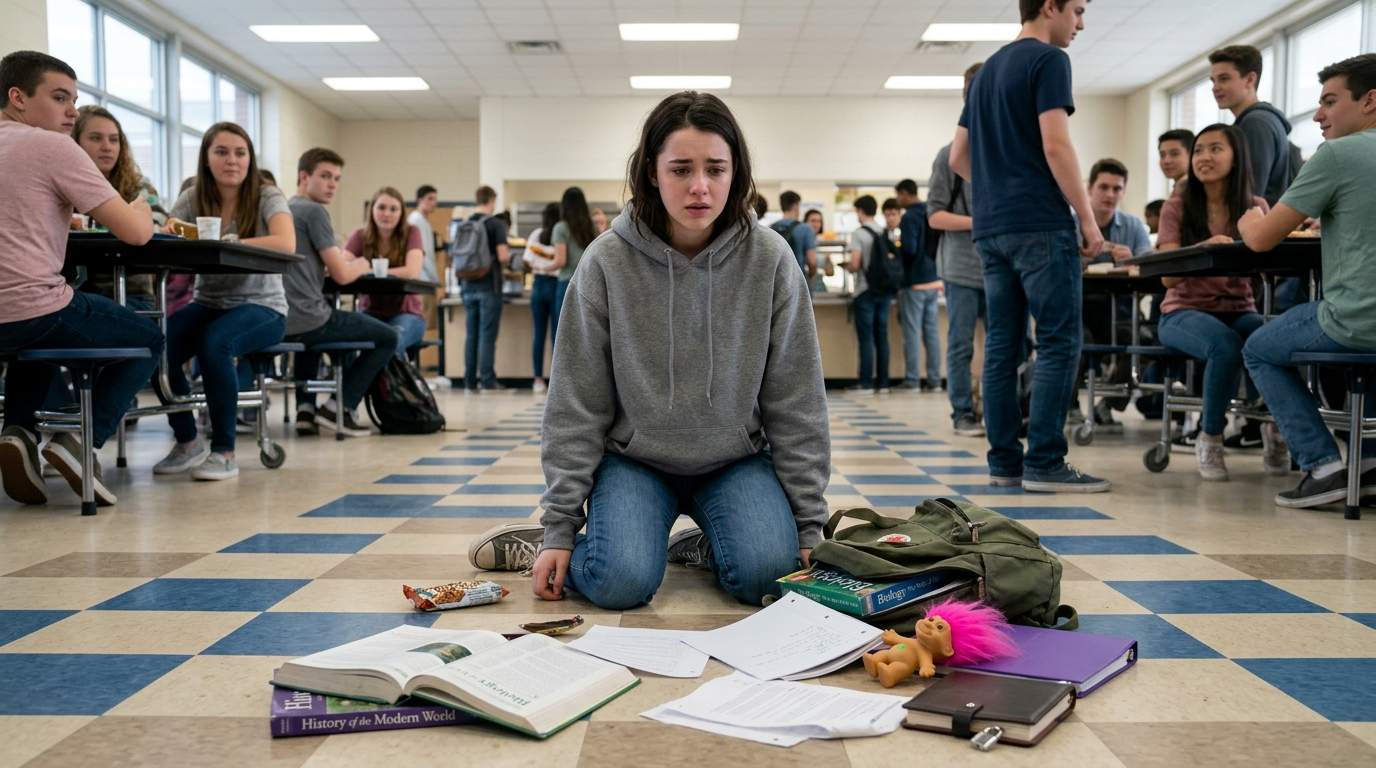 That cafeteria fall and my backpack's messy secret.