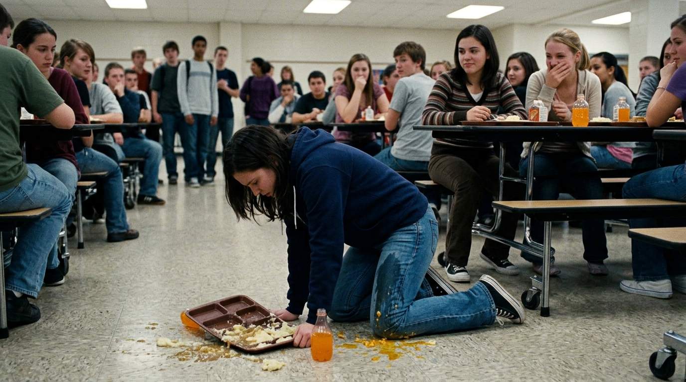 I still feel the cafeteria floor after Sarah pulled my chair.