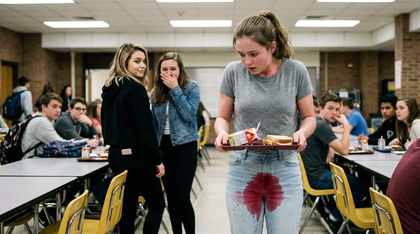 I still can't wear light jeans after that cafeteria moment.