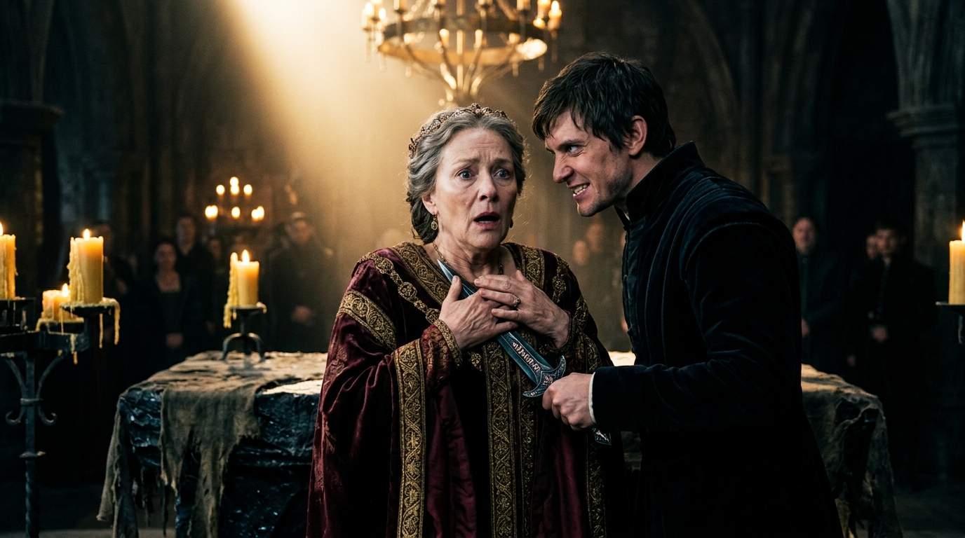 Elegant Heir Stabbed at Royal Inheritance Ceremony by Fiancé's Dark Magic Betrayal