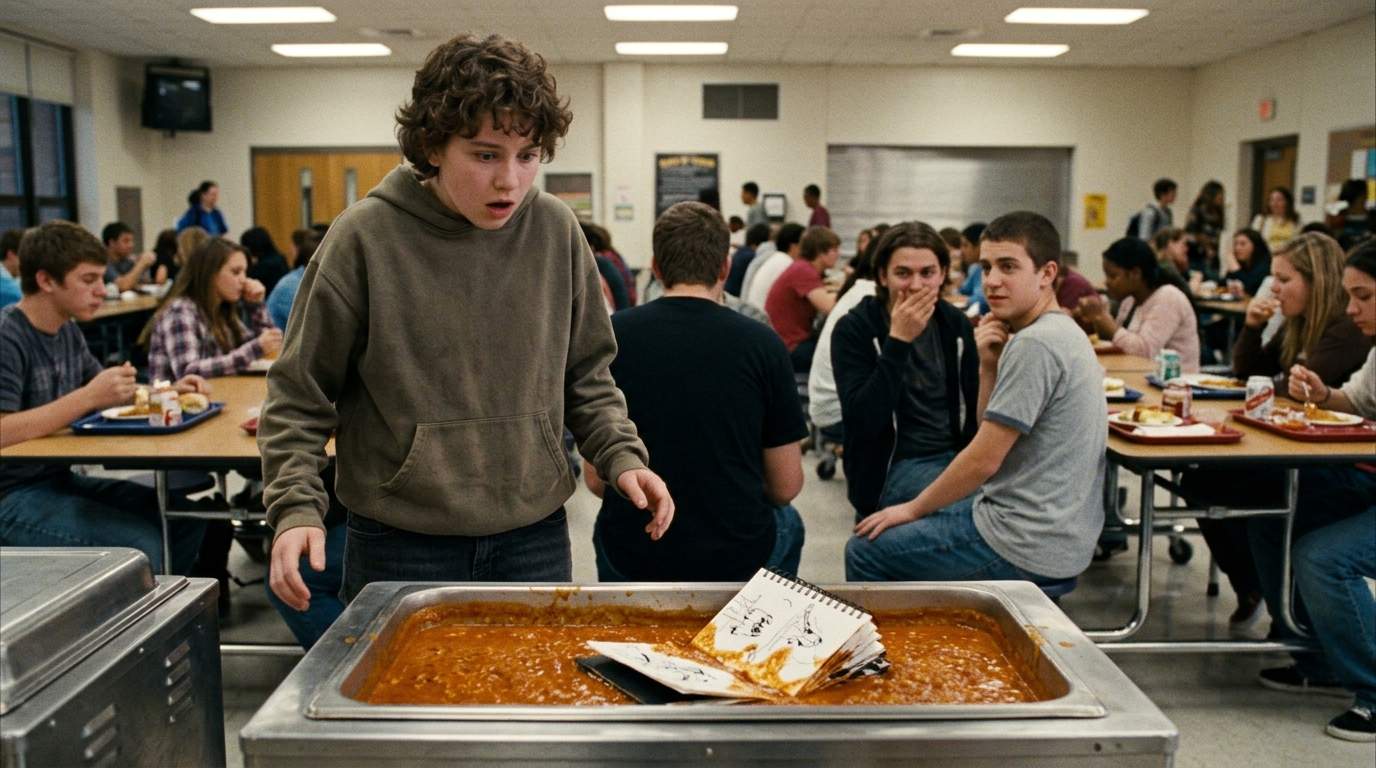 The day my sketchbook landed in the cafeteria chili.