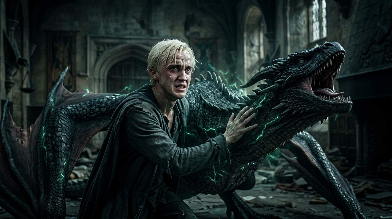 Hogwarts Nightmare: Why Malfoy Begged the Rampaging Black Dragon to Stop, Revealing a Dark Family Secret