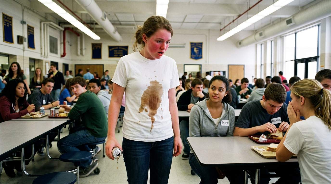 The way that soda exploded on my shirt still haunts me.