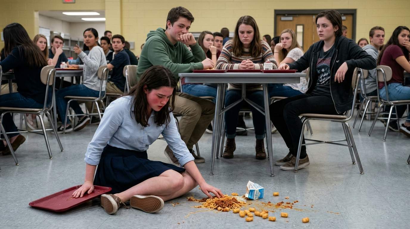 I still feel the lunchroom floor when my chair was pulled.