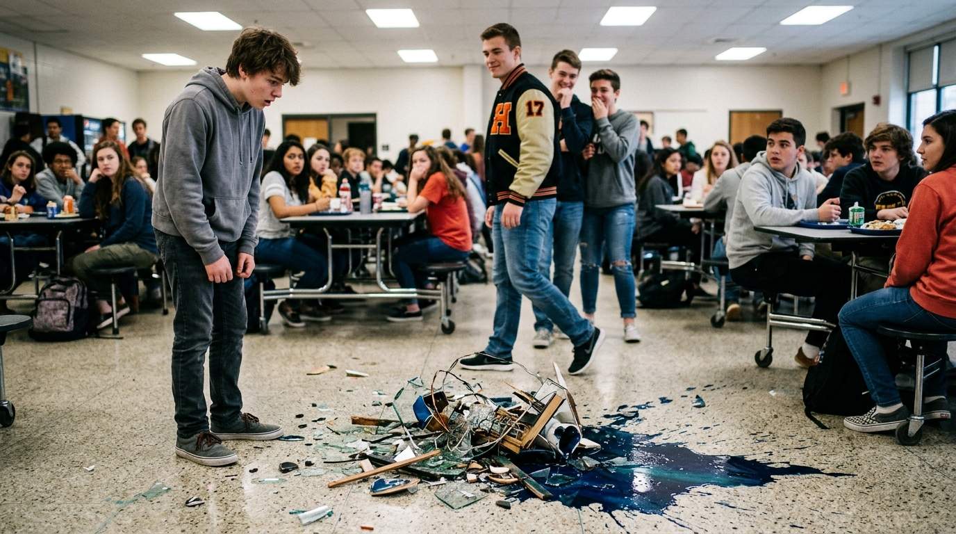 The moment my whole art project hit the cafeteria floor
