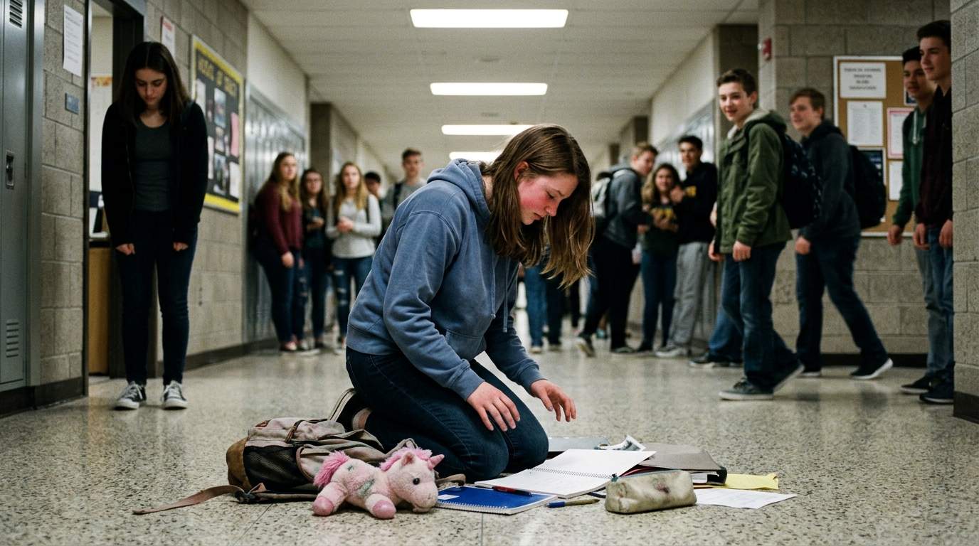 I still replay my backpack spilling open in the middle of the crowded hall.