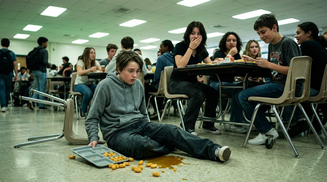 Still can't unsee the cafeteria floor after my chair got pulled.