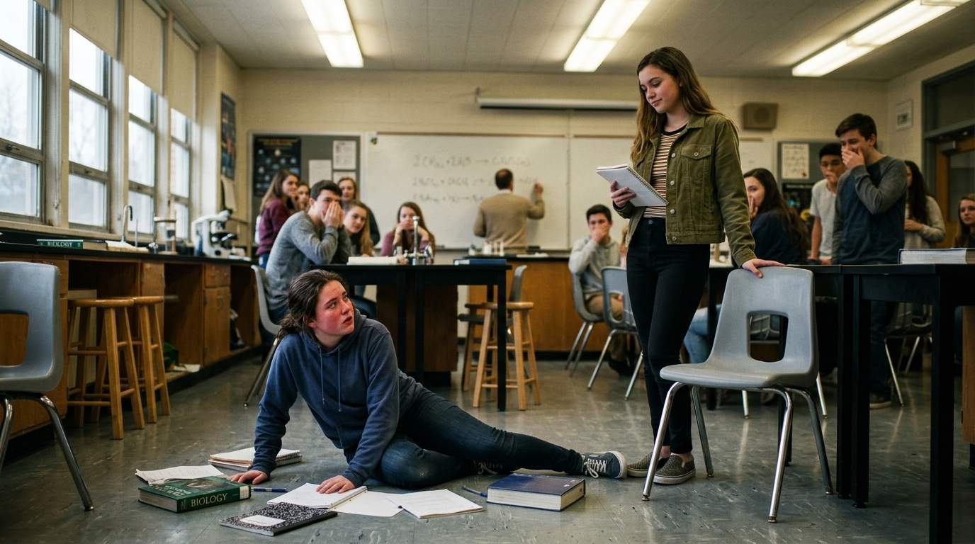Still think about the day my chair got pulled in science.
