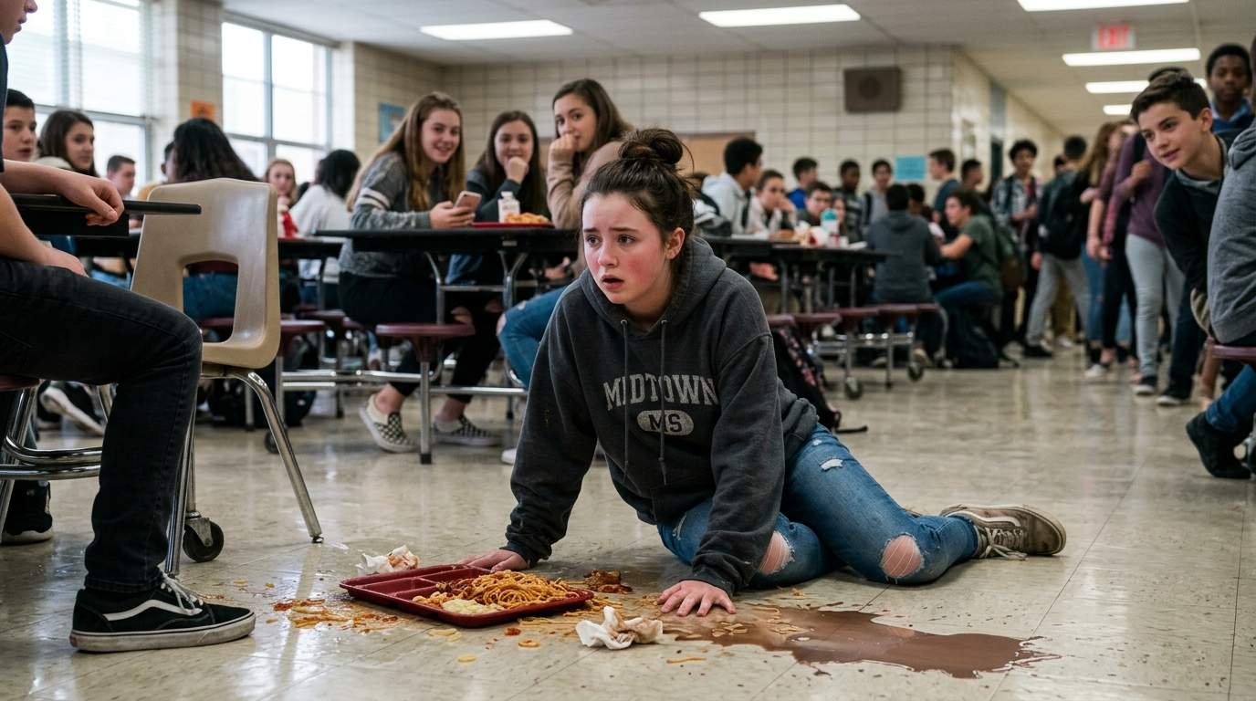 The cafeteria floor felt so cold after my 'friend' did that.