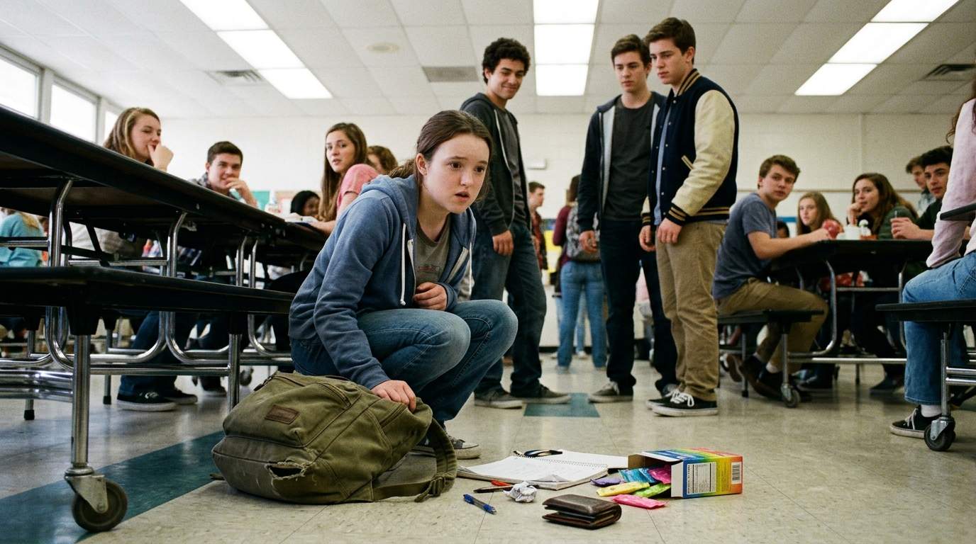 The cafeteria floor still flashes when I think about what happened to my backpack.