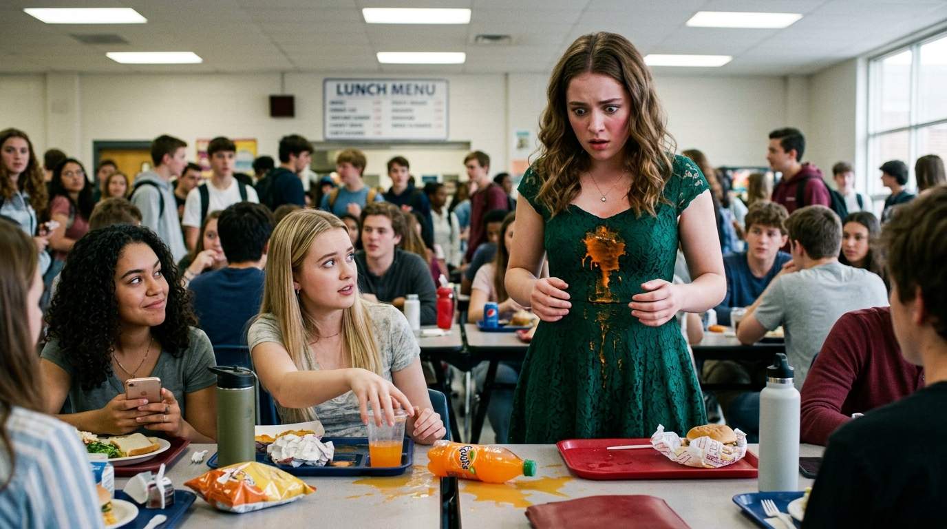 My new dress, the cafeteria, and Sarah's 'accident'.