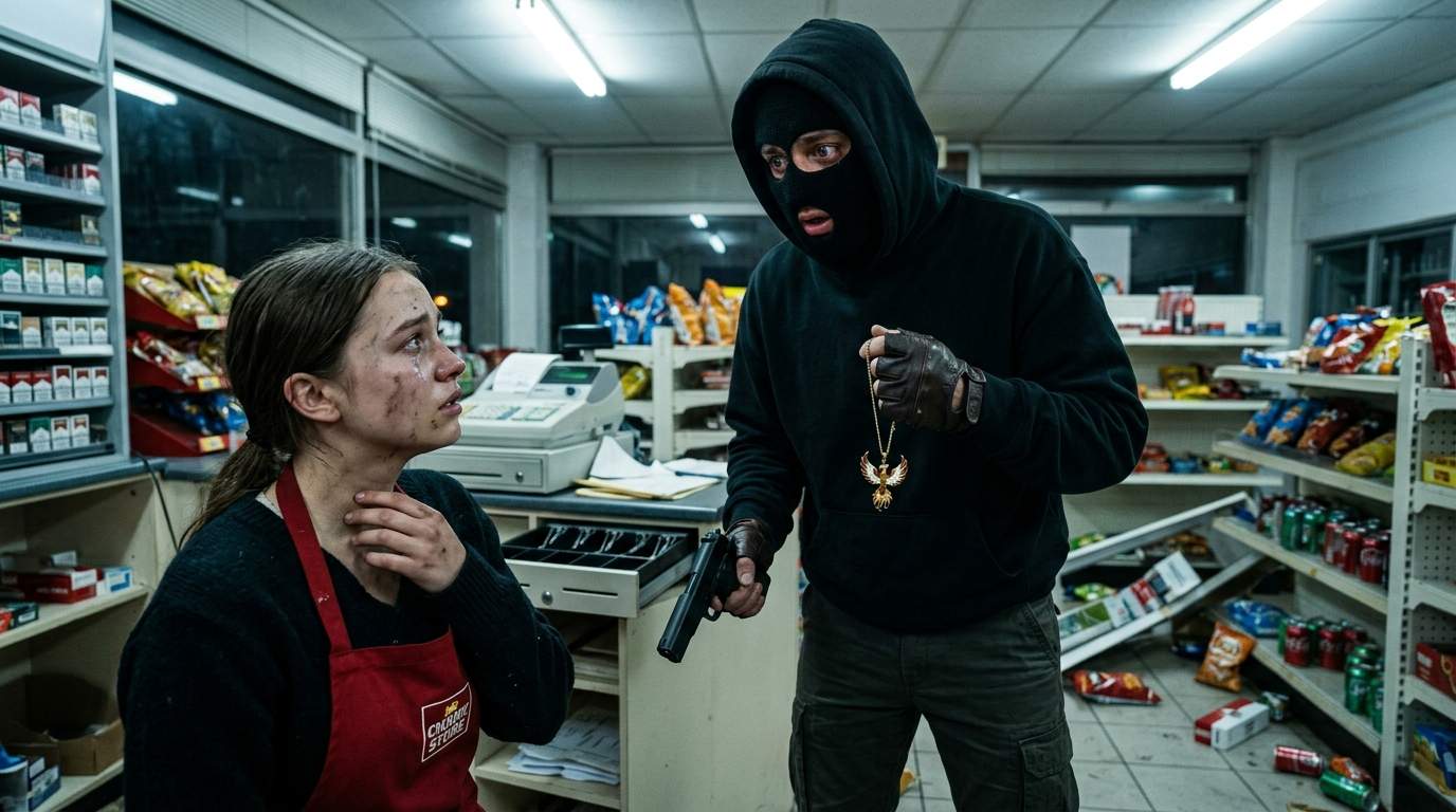Convenience Store Robbery Halts: Masked Thief Sees Victim's Pendant, Unlocks a Shocking Identity and a Forgotten Past!