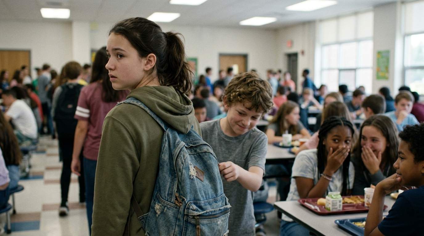 My backpack, the lunch line, and the sticky note I didn't see.