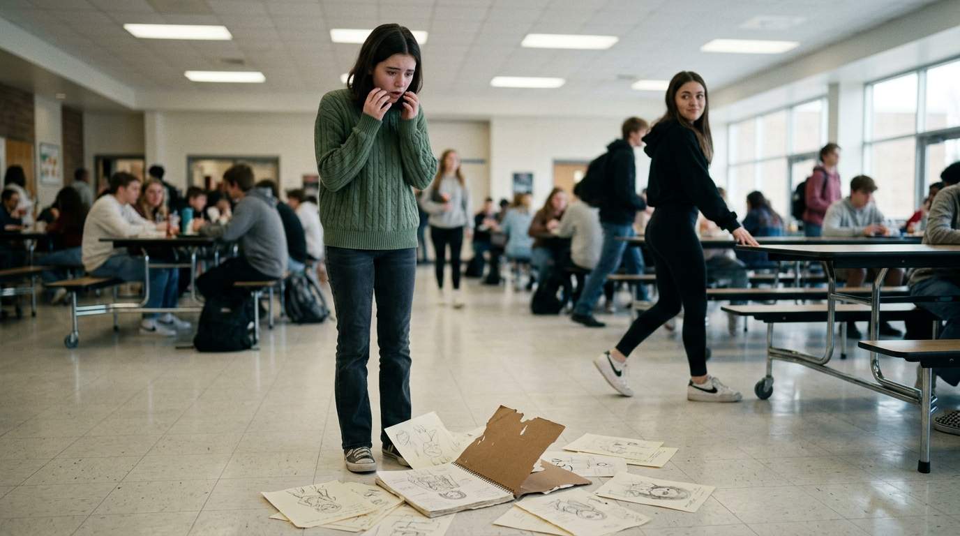 My sketchbook exploded in the middle of the cafeteria.