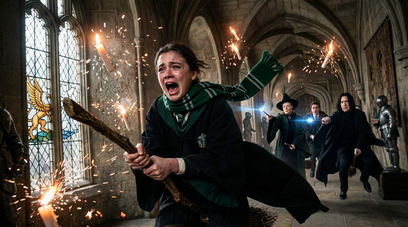 Hogwarts Flying Lesson Erupts In Magic Disaster: First-Year Terrorized By Rogue Broom!