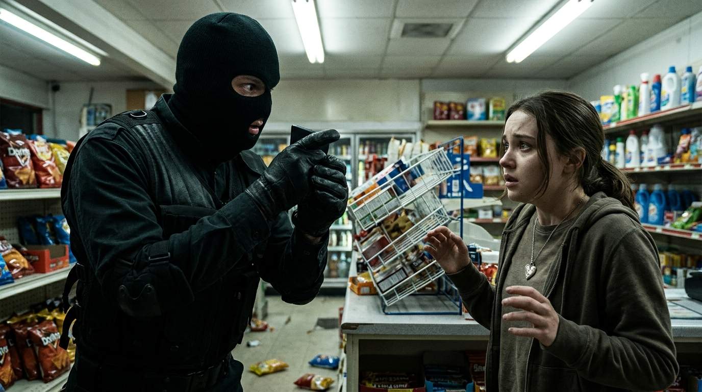 Masked Robber's Shocking Pause: A Small Pendant Unlocks a Hidden Identity and Moral Dilemma in This Viral Suspense Thriller