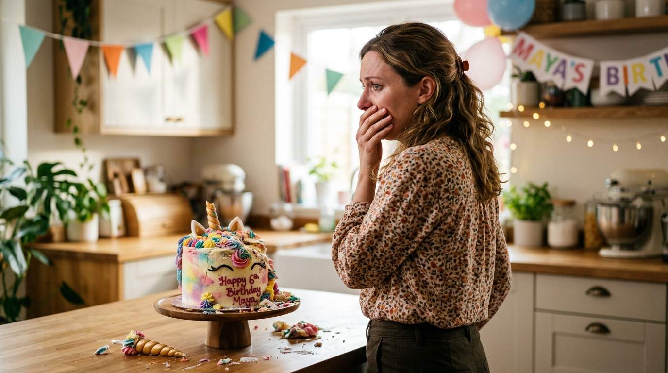 My own sister destroyed my daughter's birthday cake just minutes before the party started.