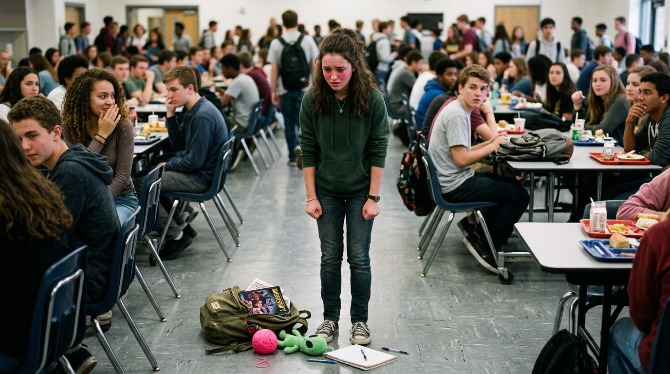 The moment my whole backpack spilled across the cafeteria floor.