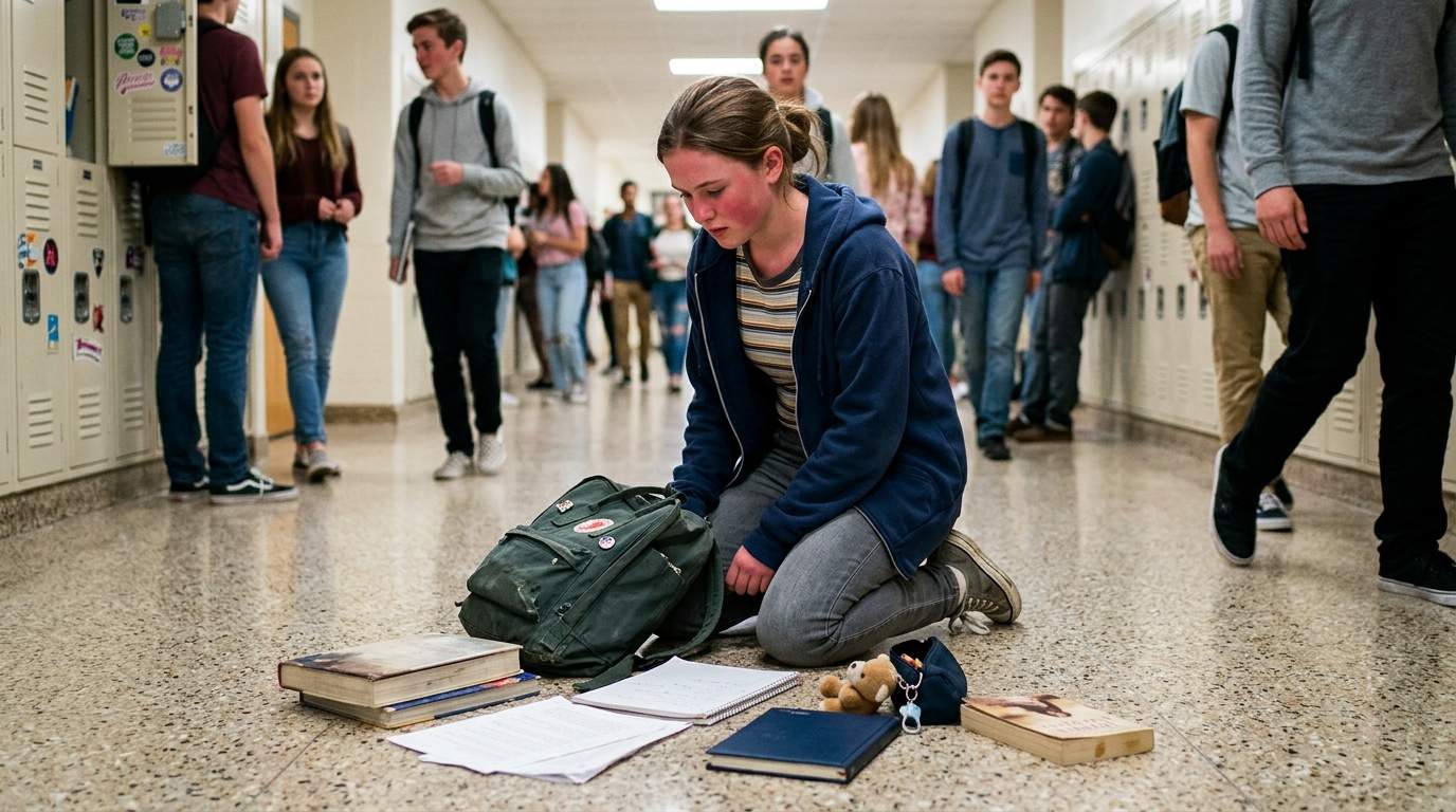 The time my backpack exploded in the crowded hallway.