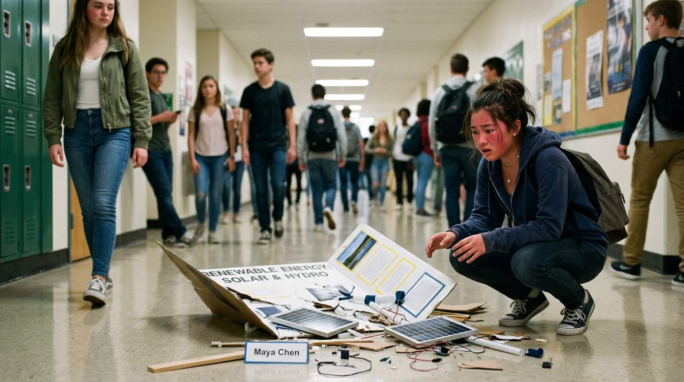 I still see my science fair project shattering on the hallway floor.