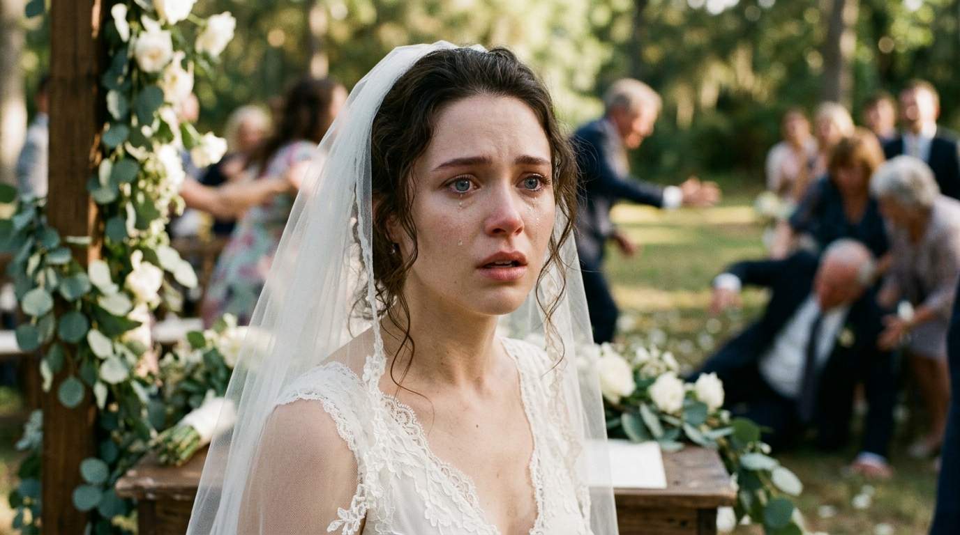 I couldn't believe it when the officiant collapsed, revealing my fiancé's secret family at our wedding!