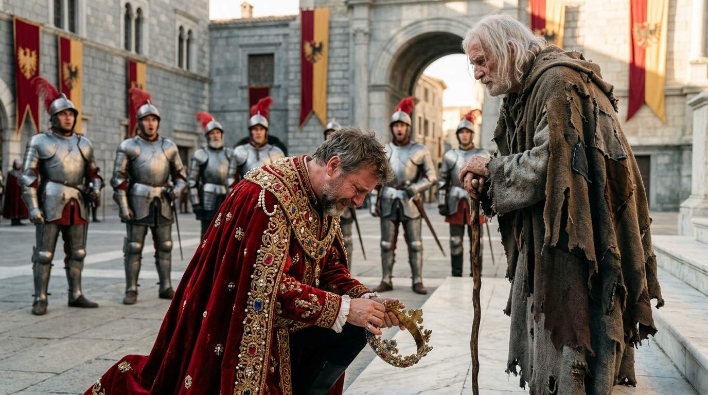 King's Public Humiliation: Royal Guards Clear Beggar, But a Kingdom's Ancient Shame Forces Monarch to Kneel in Jaw-Dropping Ceremony