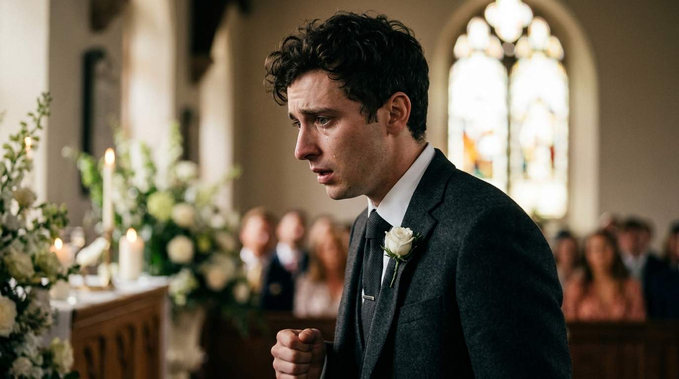 My fiancé stumbled down the aisle, and her phone screen flashed a text from her secret husband.