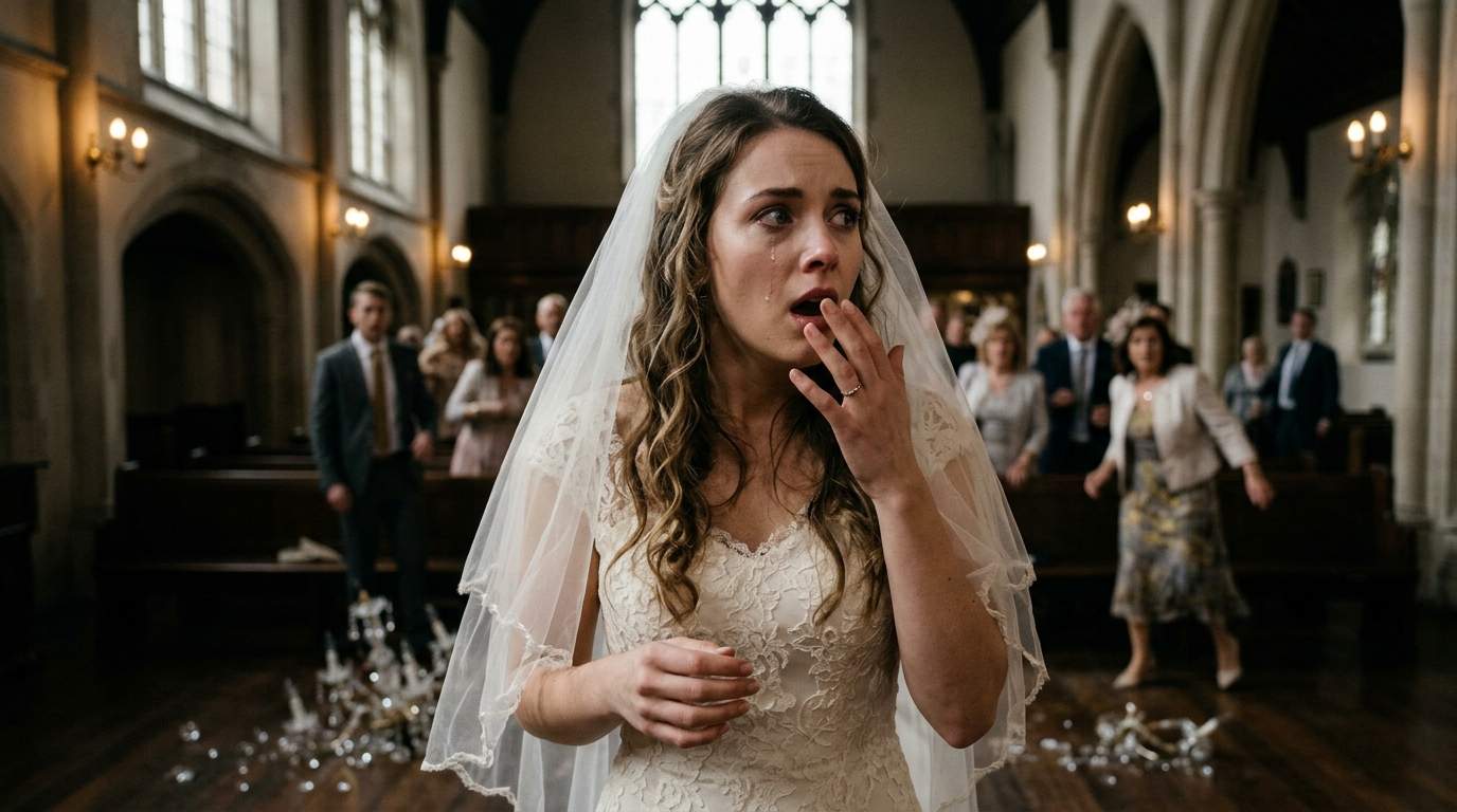 My perfect wedding crumbled when the chandelier crashed, exposing a horrifying truth about my groom.