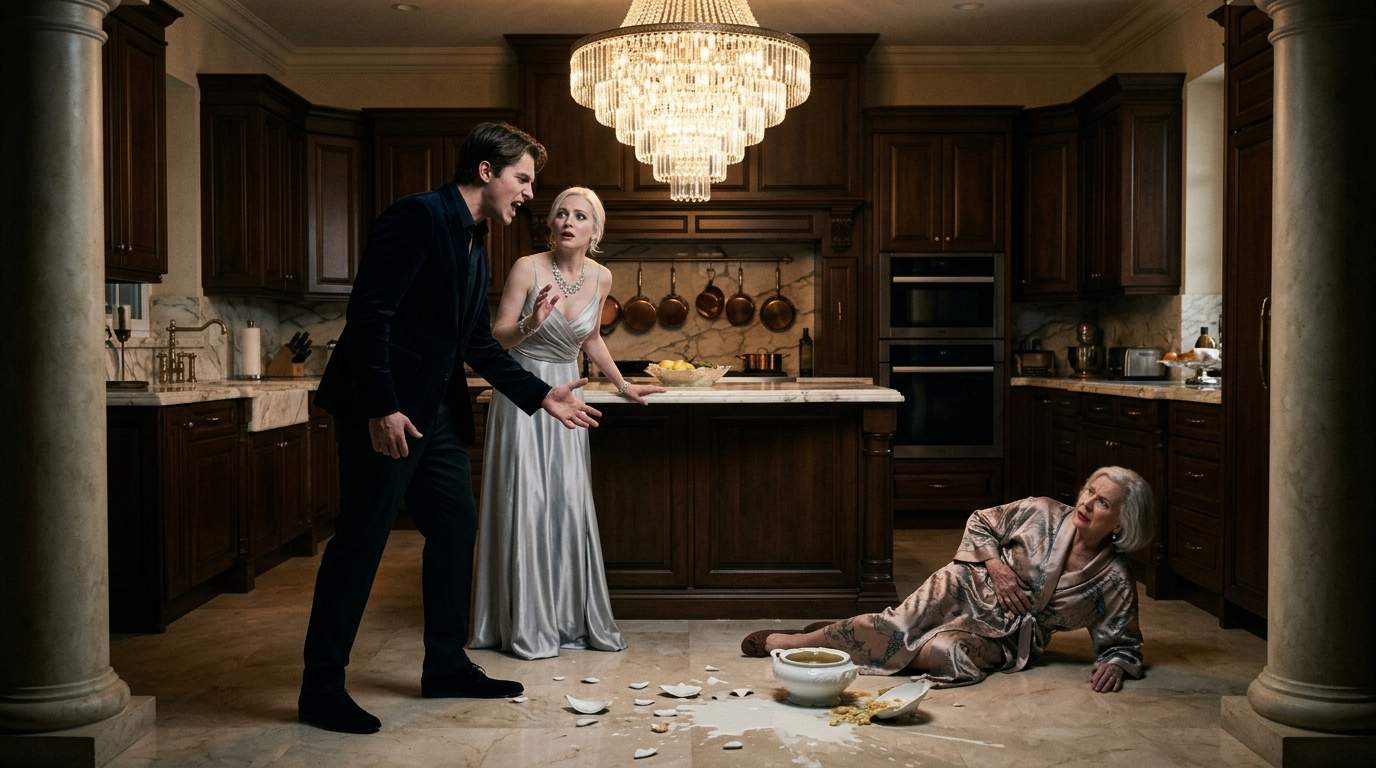 Billionaire Heir Witnesses Wife Kick His Mother in Luxury Villa – The Shocking Family Drama Unfolds Over a Hidden Fortune!