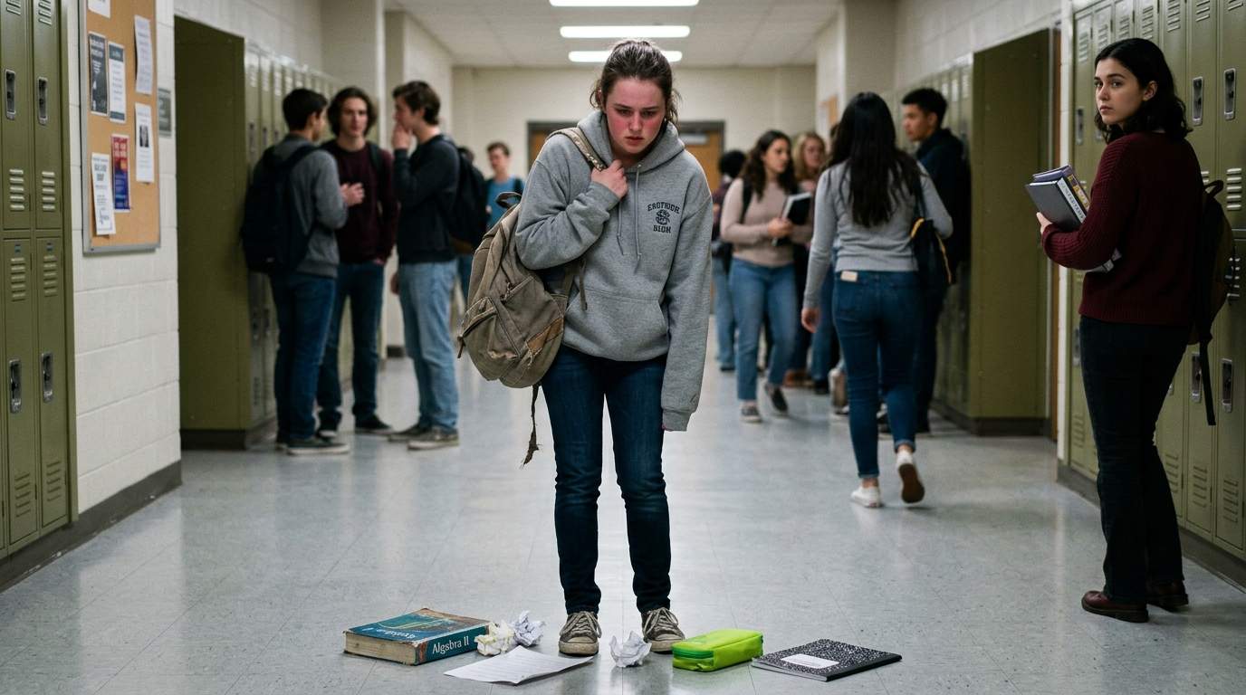 My backpack strap just gave out right there in the hallway