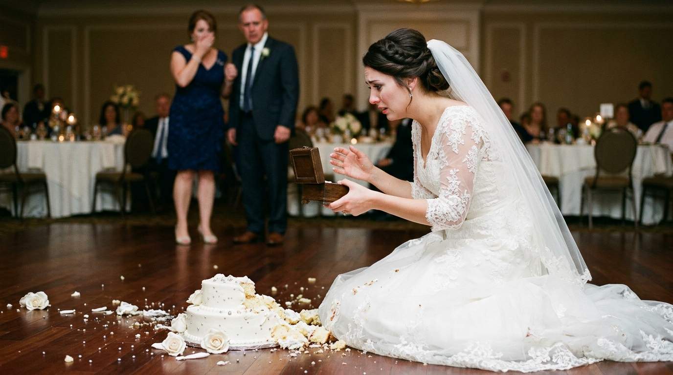 My wedding cake spectacularly collapsed, exposing a secret about my fiancé that ruined everything.