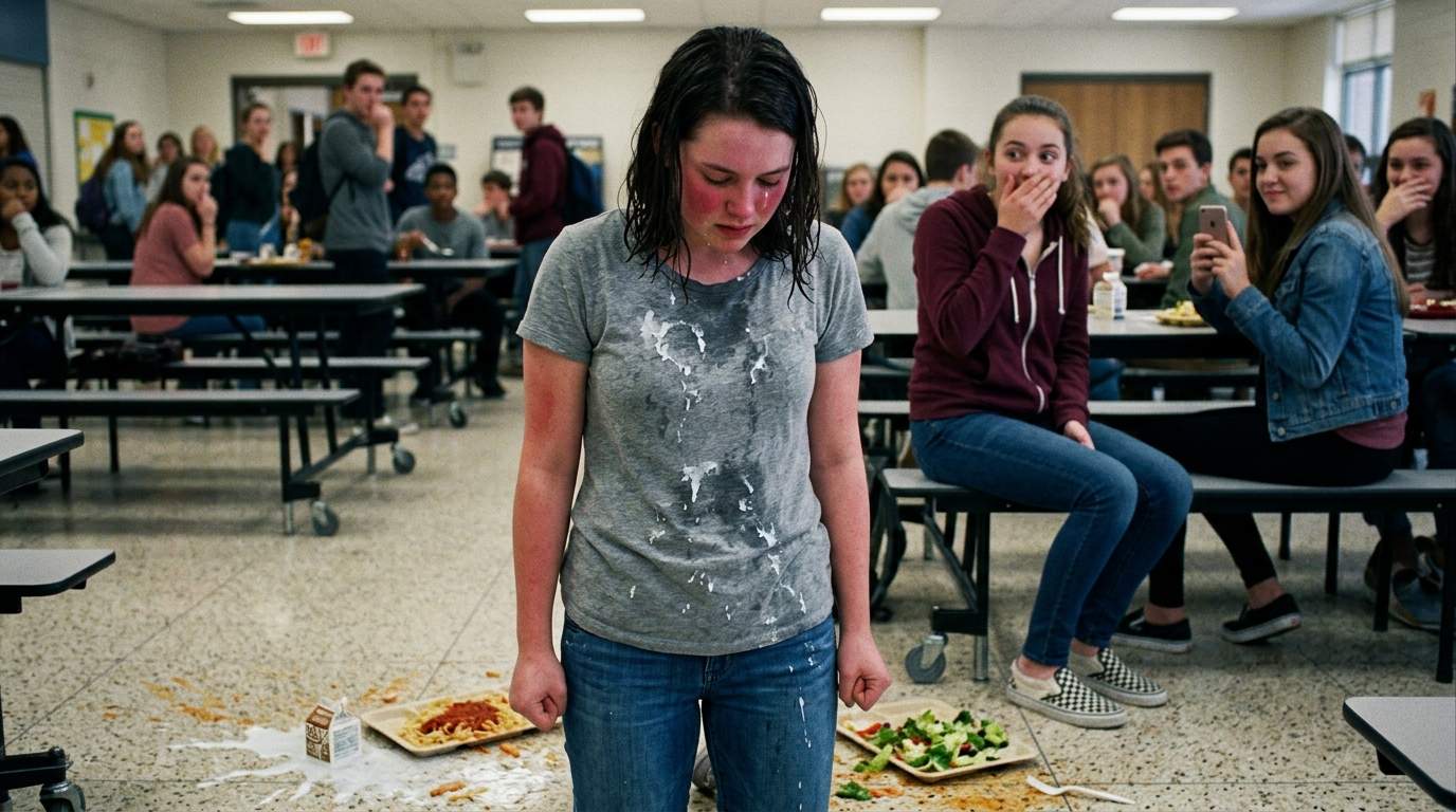 My cafeteria tray went everywhere, and my 'friends' just watched.