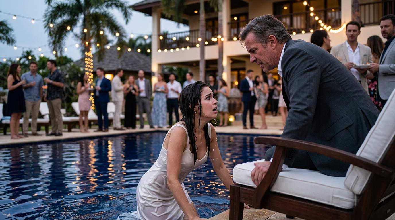 Luxury Villa Heir Shoved Into Pool: Wealthy Father's Rage Exposes Shocking Family Secret at Elite Party