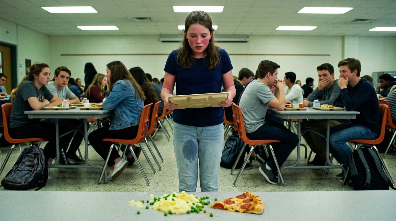 The cafeteria floor still haunts me after what happened with my lunch tray.