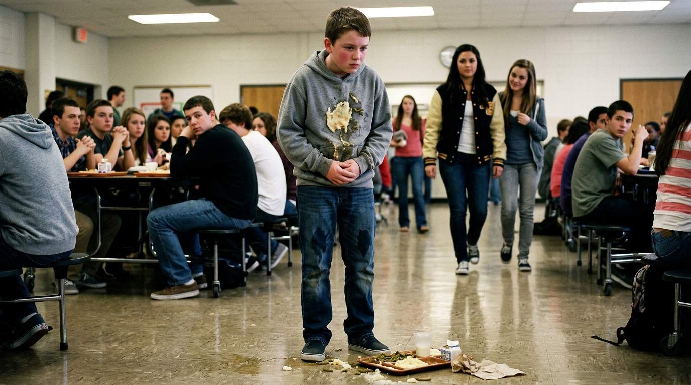 I still cringe remembering the mashed potatoes on my new hoodie in the cafeteria.