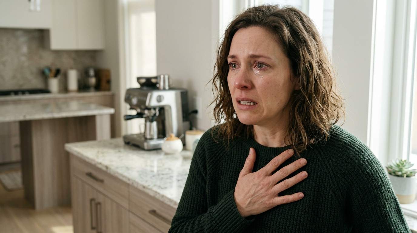 My heart stopped seeing my husband and her kissing, right there in our kitchen.