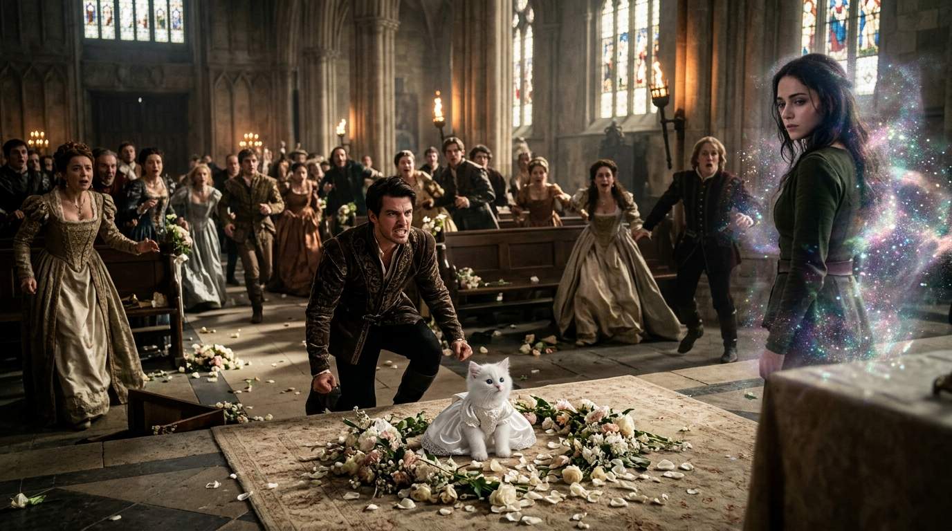 Vanished! Royal Bride Transforms into Kitten Mid-Vows at Bizarre Fantasy Wedding Ceremony!