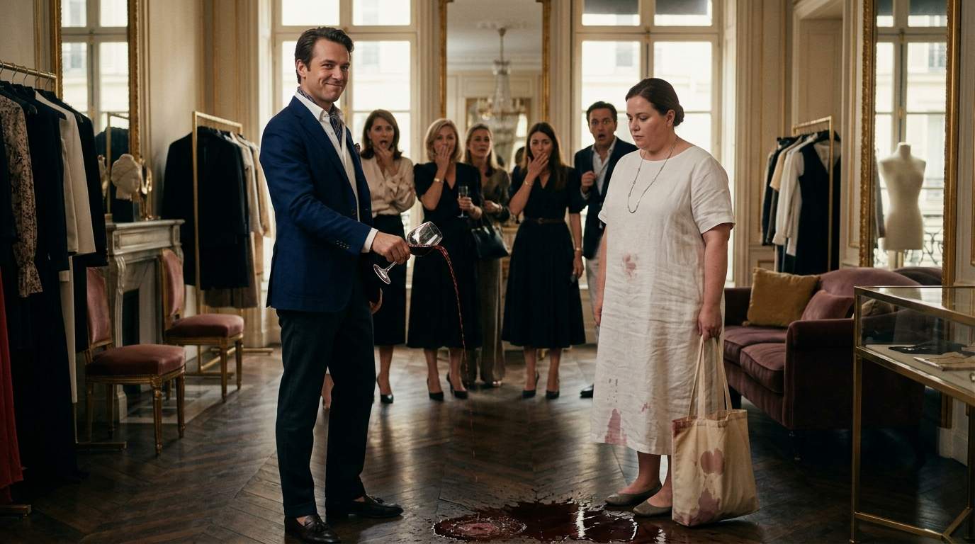 Arrogant Manager Pours Wine on Quiet Guest, Unknowing She Held the Key to His Entire Luxury Fashion Career at the Paris Boutique's VIP Event