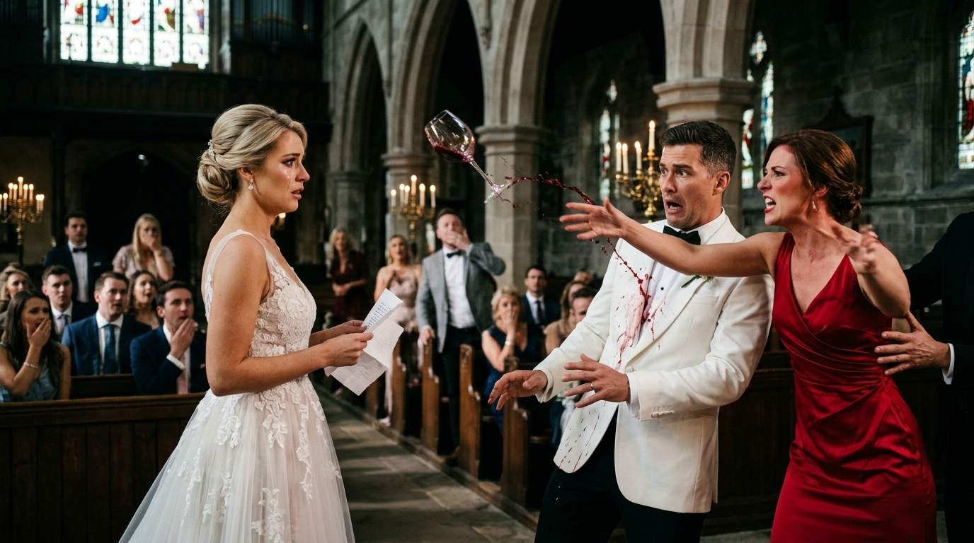 High Society Wedding Explodes: Bride Stunned as Mysterious Woman Unveils Groom's Dark Secret!