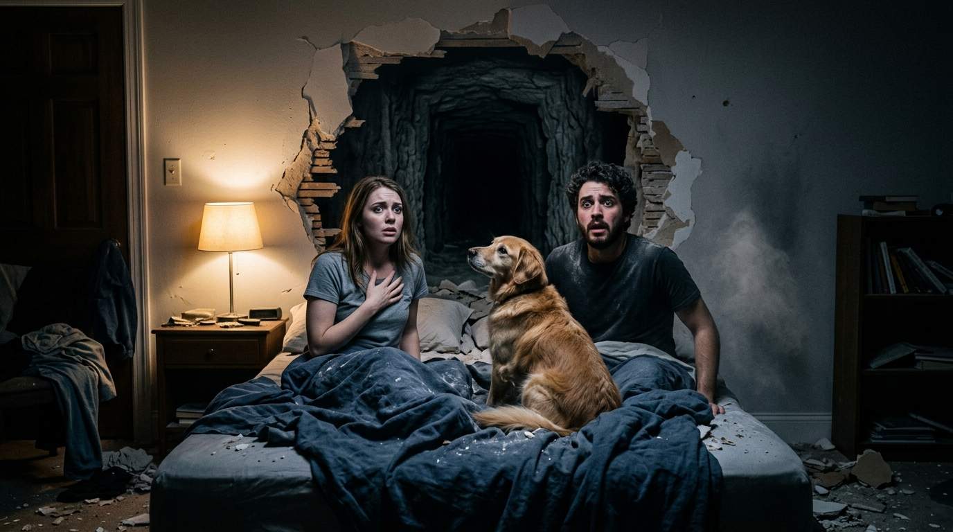 Husband's Secret Life Unearthed When Dog Cracks Bedroom Wall: A Family Betrayal in Their Old House Mystery.