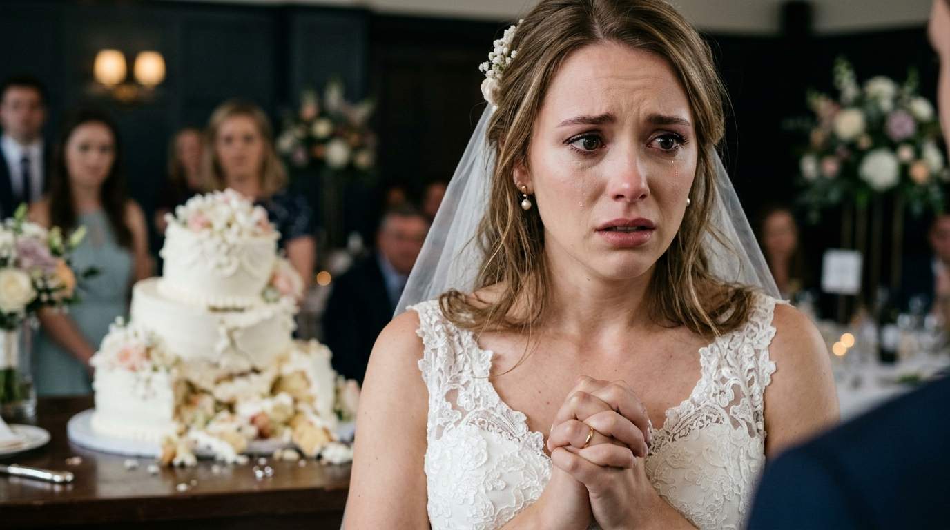The entire wedding gasped when our cake collapsed, revealing my fiancé’s secret engagement ring from another woman.