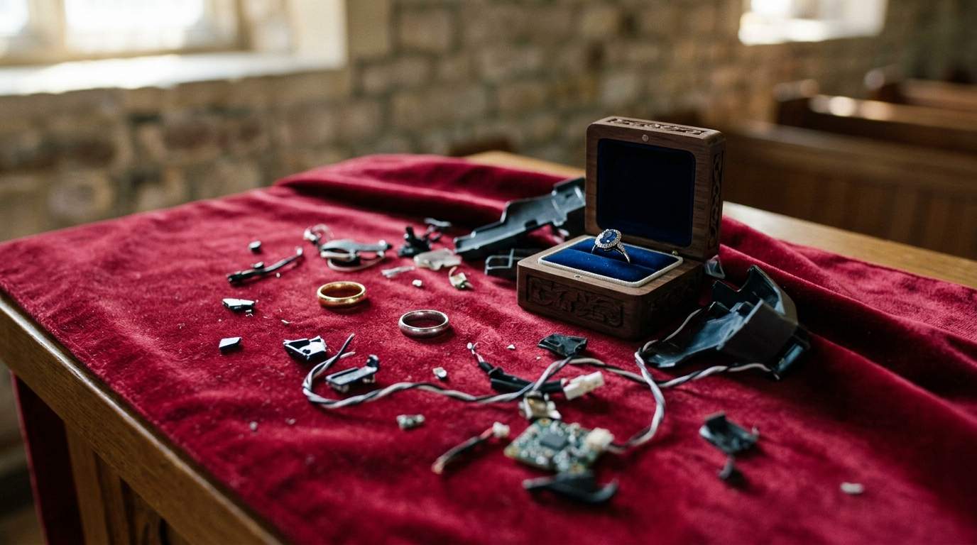 My dream wedding shattered when a rogue drone carrying our rings crashed onto my groom.