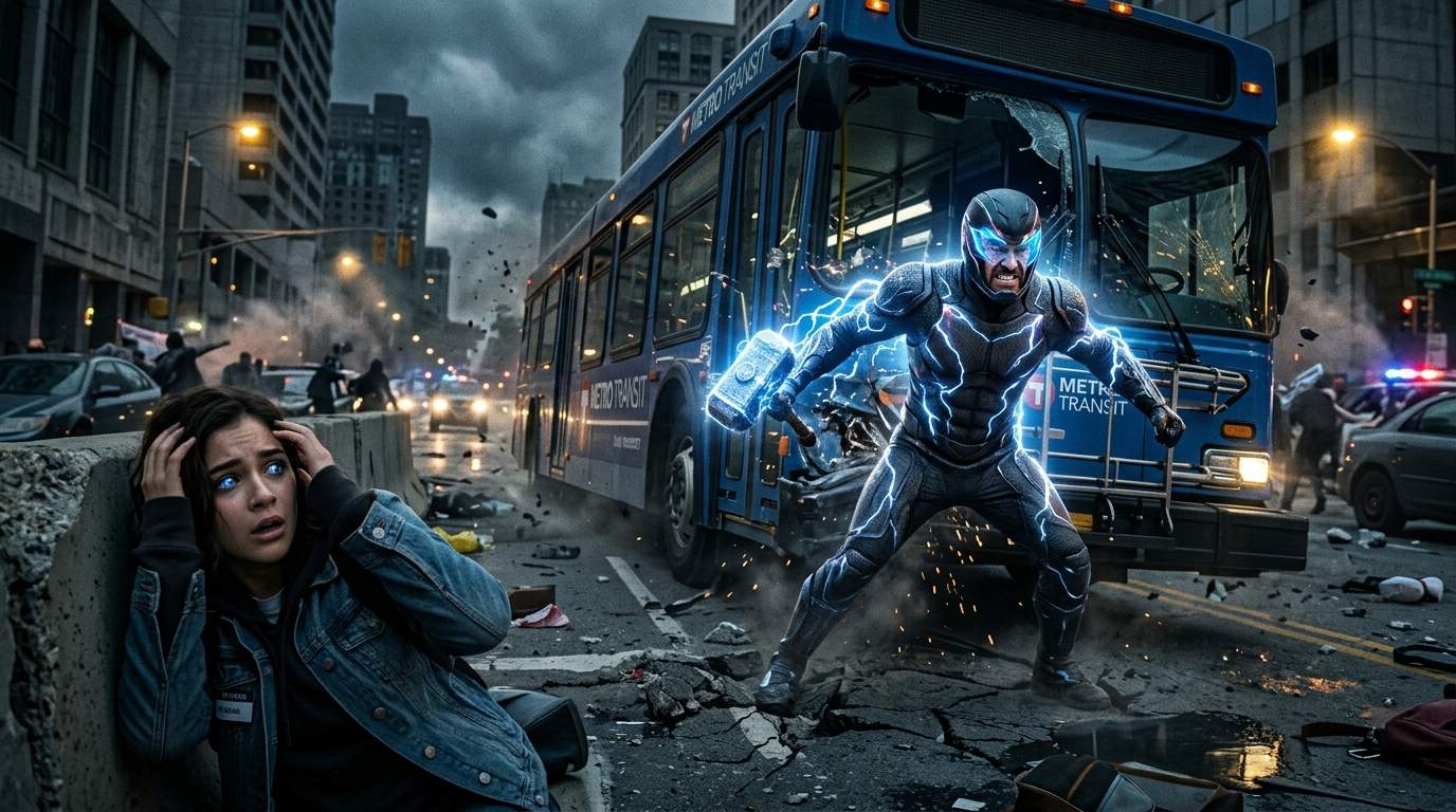 City Terror: Out-of-Control Bus Met By Mystery Savior's Divine Intervention in Shocking Downtown Urban Legend