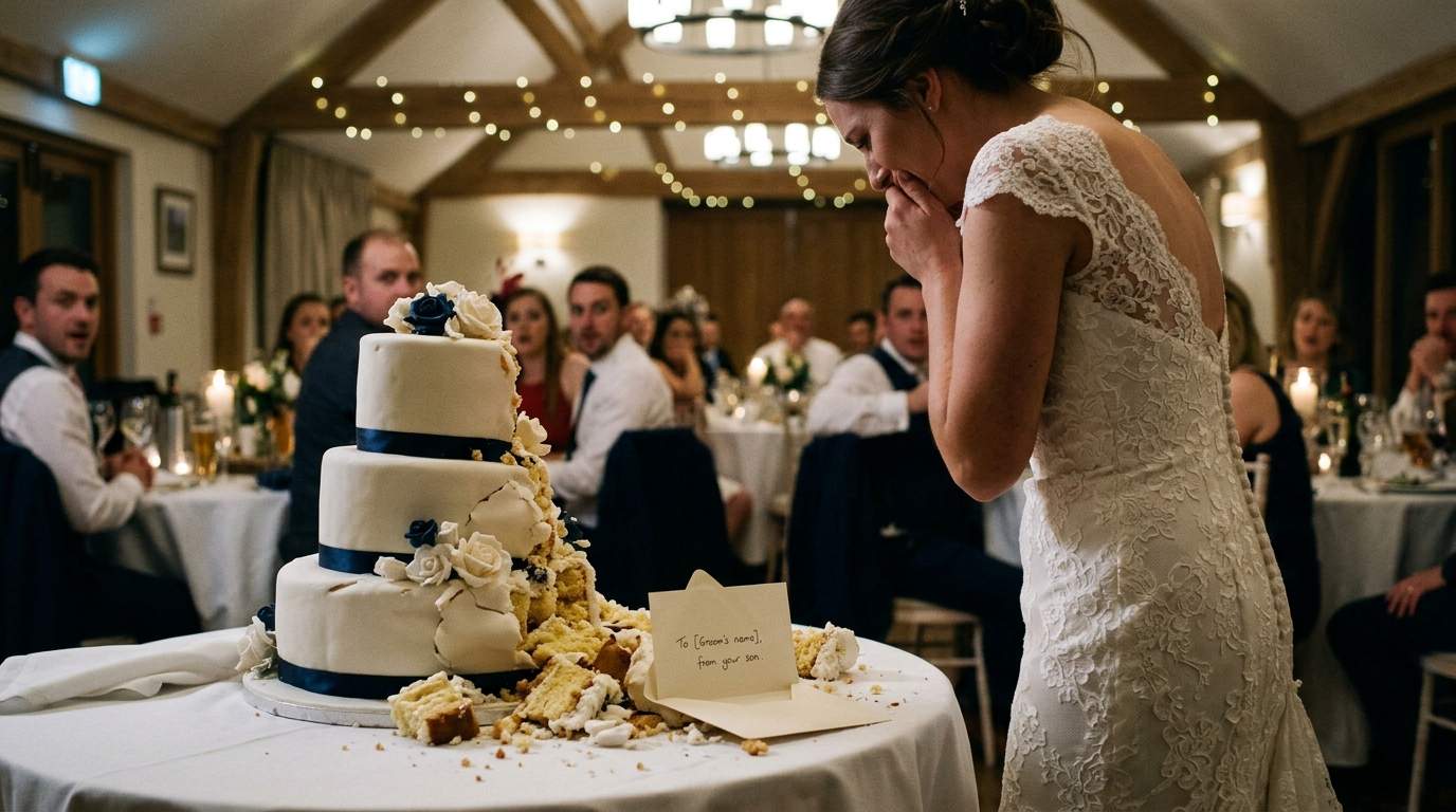 My wedding day shattered when the cake fell, revealing my fiancé's horrifying secret.